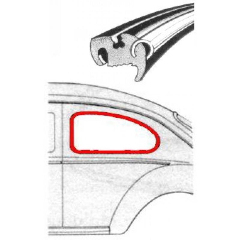 JOINT DE VITRE ARRIERE LATERAL GAUCHE OU DROITE Type 1 08/52-07/64 (moulure metal)