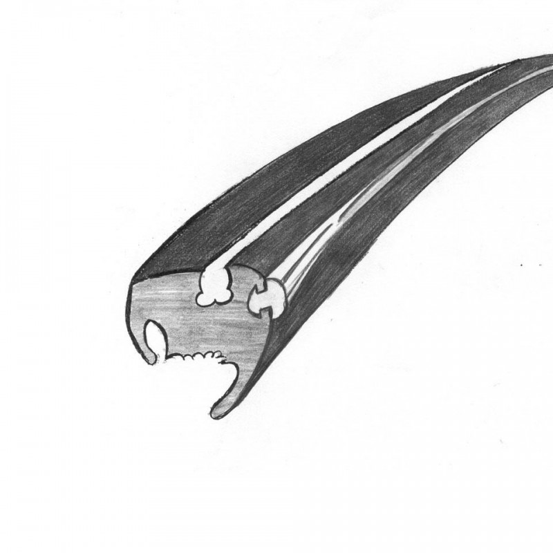 JOINT DE VITRE ARRIERE LATERALE DROITE  Type 1 08/64- (pour moulure plastique)
