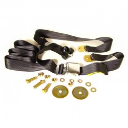 CEINTURE 3 POINTS NOIRE BOUCLE AVIATION CHROME