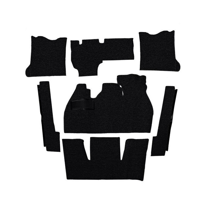 KIT MOQUETTE 7 PIECES NOIRE BOUCLEE Type 1 08/68-07/72